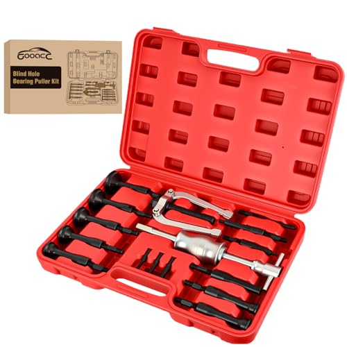 GOOACC 16pcs Blind Hole Bearing Puller Kit, Slide Hammer Pilot Insert Inner Internal Removal Tool Blind Hole Collet Bearing Set, Heavy Duty Blind Bearing Race and Seal Puller Extractor Kit with Case - color: 16pc Blind Hole Bearing Puller Red