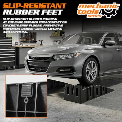MoNiBloom Car Ramps Set of 2, Heavy-Duty 2.5 Ton (5000 lb) | Low-Profile Vehicles, 2-Stage Incline Ramps, Nestable & Portable Service Vehicle Ramp for Oil Changes