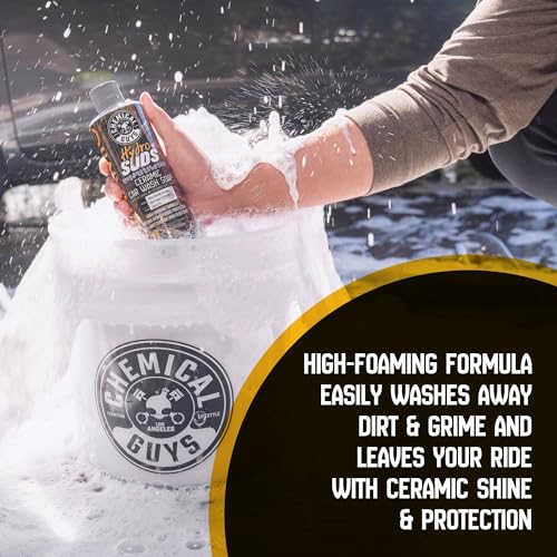 Chemical Guys HydroSuds Ceramic SiO2 Shine High Foaming Car Wash Soap, Works with Foam Cannons, Foam Guns, and Bucket Washes, Berry Scent, Safe for Cars, Trucks, and RVs - 1 Gallon - size: 128 Fl Oz (Pack of 1)