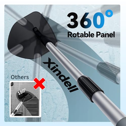 XINDELL Interior Windshield Cleaner Tool, Car Window Cleaning Kit with 5 Reusable Microfiber Pads, Extendable Handle & 360° Rotating Head, Safety Hammer, Streak-Free Auto Glass Wiper for Truck SUV RV - color: Blue