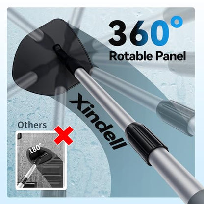 XINDELL Interior Windshield Cleaner Tool, Car Window Cleaning Kit with 4 Reusable Microfiber Pads, Extendable Handle & 360° Rotating Head, Safety Hammer, Streak-Free Auto Glass Wiper for Truck SUV RV - color: Orange