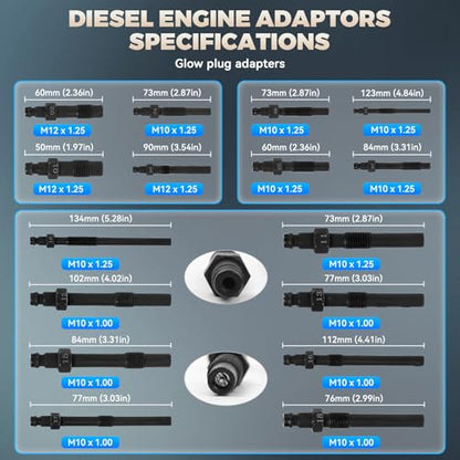 Diesel Compression Tester Kit 47pcs Petrol & Diesel Engine Compression Tester Small Engine Cylinder Leak Down Tester with Compression Gauge, Leak Detector, Gloves, for HDI/TDCi/Pumpe Duse Engine