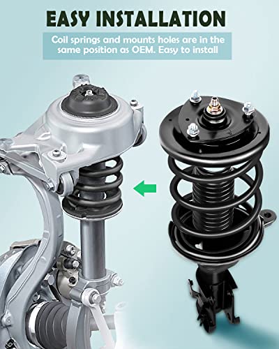 SCITOO Front Shock Absorber Assembly Fit for 2003-2005 for Honda Civic 1.7L Gas Models, Complete Shock and Strut Assembly Kit Fit for 172186 172185 2PCS - size: 2pcs-Front, style: 2003-2005 for Honda Civic
