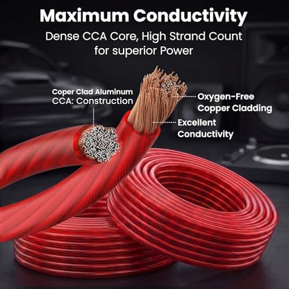 GEARit 4 Gauge Wire, CCA Electrical Wire for Automotive Power/Ground, Battery Cable, Car Audio, RV, Amp Wiring Kit, 25 Feet, Red Translucent - color: 4 Gauge Wire, size: Red - 25ft