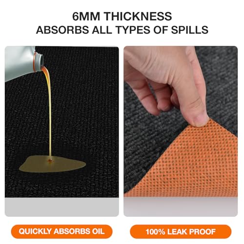 Heavy Duty Oil Resistant Garage Car Bottom Mat, Reusable Floor Protector, 1/4 Inch Thick Waterproof Rubber Backing, Oil Absorbent (Dark Gray) (60 * 36) - size: 60*36