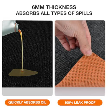Heavy Duty Oil Resistant Garage Car Bottom Mat, Reusable Floor Protector, 1/4 Inch Thick Waterproof Rubber Backing, Oil Absorbent (Dark Gray) (60 * 36) - size: 60*36