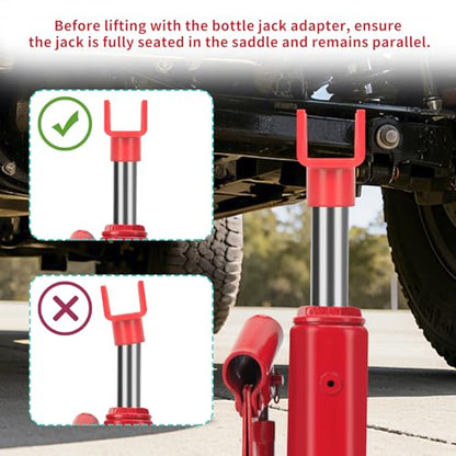 Bottle Jack Adapter for 12-Ton Jack - Fits 2/3/4 inch Round & 1.89" Square Tube - for RV, Truck, Trailer Jacks with Top Diameter < 1.61" - color: Red