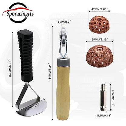 Sporacingrts Tire Repair Set Includes 2500rpm Low Speed Air Tire Buffer Tire Patch Roller Tire Inner Liner Scrapper 3Pcs Tungsten Steel Buffing Wheel 42mm 55mm - style: with 2 Tools