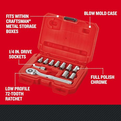 CRAFTSMAN Mechanics Tool Set, Metric, 1/4 Inch Drive, 11 Piece (CMMT34871) (Pack of 6) - size: 1/4 in (Pack of 6)