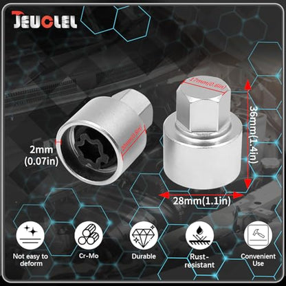 21PCS Wheel Locking Nut Key Kit Compatible with VW VAG Volkswagen | Wheel Lock Nut Socket Adapter Set, Anti-Theft Lug Removal Tool, Anti-Theft Screw Remover, Repair Tool, Tyre Fitting, garage - size: Kit 21 pieces