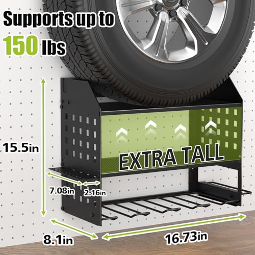 SUNALLY Power Tool Organizer Wall Mount with Charging Station,3 Layer Heavy Duty Metal Tool Storage Rack with 4 Drill Holders, Power Tool Shelf for Garage, Warehouse, Workshop, Gifts for Men, Husband - style: 4 Drill Holders E
