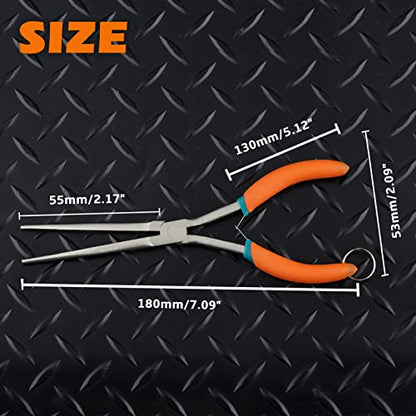 SPEEDWOX Extra Long Needle Nose Pliers with Anti-Loss Lanyard Needle Remover Pliers with Serrated Jaw for Jewelry Making, Bending Wire and Small Object Gripping for Hard to Reach Narrow Spaces - style: Extra Long Nose