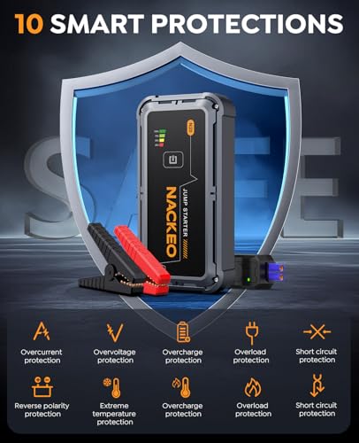 Car Jump Starter 7000A Car Battery Jump Starter Portable Pack for Up to All Gas and 10.0L Diesel Engine 12V Jump Box, Jump Pack, Battery Booster with Jumper Cable, Lights,Storage Case, Compact - size: 7000A