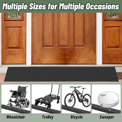 1" Rise Threshold Ramps for Doorways, 2000 Lbs Load Capacity, 35.5" Wide Natural Rubber Power Wheelchair Ramp is Adjustable and Cuttable for Doorways, Curb, Sweeper, Power Scooters, Bathroom - size: 1" Rise