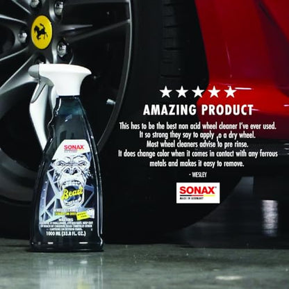 SONAX Beast Wheel Cleaner | Brake Dust Cleaner | Color Changing Rim Cleaner | Strong Wheel Cleaner | Easy Wheel and Rim Cleaning | Removes Baked On Brake Dust | 433500 | 5 Liter - size: 169.1 Fl Oz (Pack of 1)