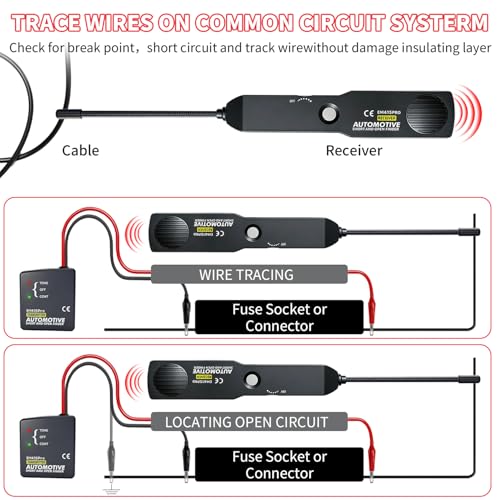 Automotive Wire Tracer Electrical with Battery, FIRSTOOL EM415Pro Automotive Short & Open Finder Circuit Tester,DC 6-42V Fault Probe Cable Tracer,Circuit Breaker Finder for Car, Boat, Trailer etc - style: With Battery
