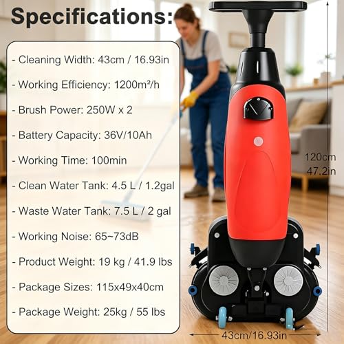 Cordless Mini Floor Scrubber, Portable Hard Floor Cleaner with 90-120 Min Battery Life, Efficient Carpet Extractor for Home and Car, Professional White Cleaning Machine