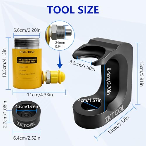 ZKTOOL Hydraulic Pneumatic Ball Joint Separator Puller, Heavy Duty Control Arm Ball Joint Removal Tool Compatible with Land Rover Jaguar,Steering Suspension Extractor, Replace JLR-204-793A JLR-204-838 - color: Black