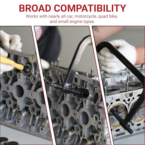Valve Spring Compressor Set, 10-Piece Valve Spring Removal Tool & 2-Piece Valve Lappers, Small Engine Valve Spring Compressor, Designed for Motorcycle, ATV, Car