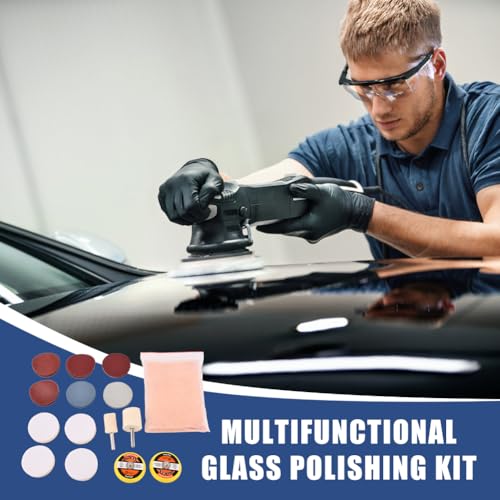 Glass Polishing Kit, 39Pcs/Set Glass Scratch Remover, Deep Scratch Window Repair Tool, Window Windscreen Repair Kit with Cerium Oxide Polishing Powder Polish Pad and Wheel(Size:39pcs)