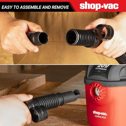 Shop-Vac 9056400 Dust Collection Hose Kit, 4 Ft x 1-1/4 Inch Flexible Vacuum Hose with 3 Adapters, Compatible with Wet/Dry Shop Vacuums & Power Tools