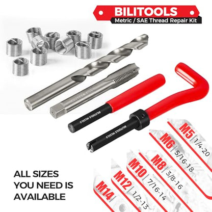 BILITOOLS M11x1.5 Helicoil Thread Repair Kit Metric, HSS Drill Heli Coil Repair Kit - size: M11 x 1.5, style: Metric