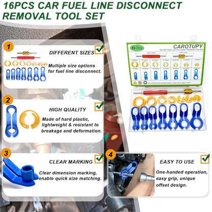 Car A/C Repair Kit for Vehicle Repair, 525 Pcs | Contains O Ring Kit, Valve Core Accessories Kit, Valve Core Cap Kit, Gasket Seal Kit, Fuel Line Disconnect Tool Set