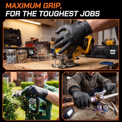 HEAVY DUTY 10 Mil Nitrile Gloves Disposable Rubber Cooking Gloves Industrial Raised Diamond Texture,Latex Free 1000PCs - size: Medium