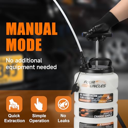 FOUR UNCLES Oil Extractor - Vacumm Fluid Extractor with Pump Tank Remover & Tubes for Oil Change and a Hose for Brake Bleeding - size: 15L Manual