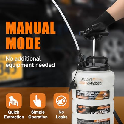 FOUR UNCLES Oil Extractor - Vacumm Fluid Extractor with Pump Tank Remover & Tubes for Oil Change and a Hose for Brake Bleeding - size: 15L Manual