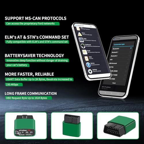 VGATE vLinker FD Bluetooth OBD2 Scanner Diagnostic Tool, Car Code Readers & Scan Tools for Android & Windows (Not iOS), Wireless OBD2 Adapter Auto All System Diagnostic to Check Engine Light - size: vLinker FD+ BT3.0 (FD BT3.0) Android & Windows