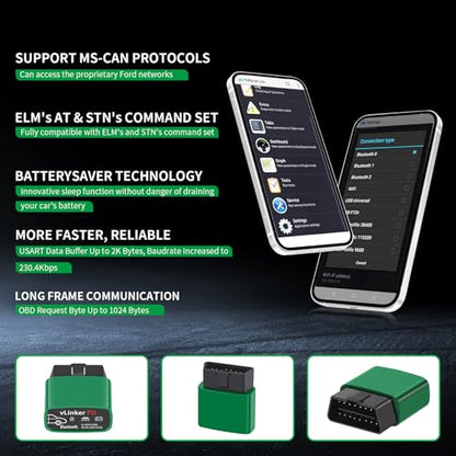 VGATE vLinker FD Bluetooth OBD2 Scanner Diagnostic Tool, Car Code Readers & Scan Tools for Android & Windows (Not iOS), Wireless OBD2 Adapter Auto All System Diagnostic to Check Engine Light - size: vLinker FD+ BT3.0 (FD BT3.0) Android & Windows