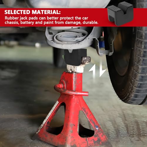 4PCS Car Jack Stand Pads, 3 Ton Rubber Jack Pad Adapter for Jack Stands, Universal Rubber Slotted Frame Rail Pinch Welds Protector, Heavy Duty Jack Pad Car Accessories