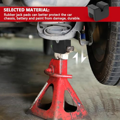 4PCS Car Jack Stand Pads, 3 Ton Rubber Jack Pad Adapter for Jack Stands, Universal Rubber Slotted Frame Rail Pinch Welds Protector, Heavy Duty Jack Pad Car Accessories