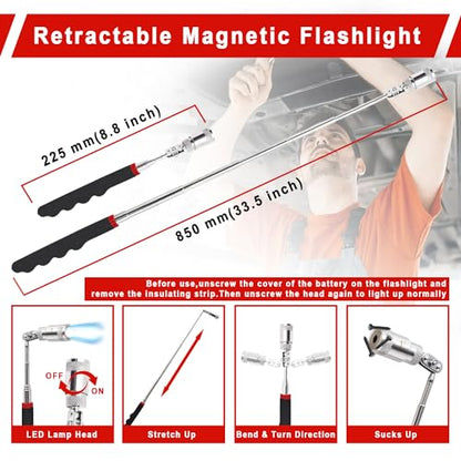 YEZriler 17 Pcs Mechanic Hook Pick Tool Set and Auto Trim Removal Tool Kit with Auto Clip Plier Rivets Puller Telescoping Magnetic Pickup Gasket Scraper for Remove Automotive Hand Pick Up Tools