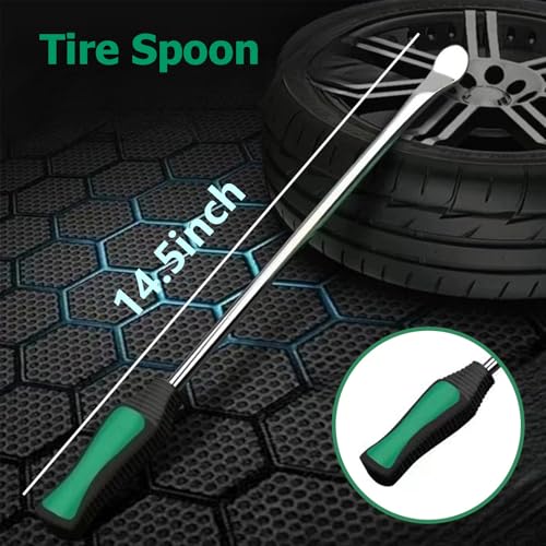 14.5" Tire Spoons Motorcycle, Lawn Mower,Dirt Bike Tire Spoon Set, Professional Tire Changing Spoons Lever Iron Removal Tool Kit with Bag 3x14.5 inch Tire Irons and 2 Rim Protector - color: green