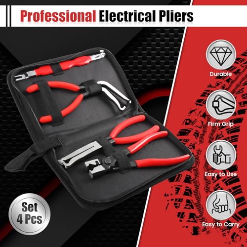 5PCS Automotive Electrical Disconnect Pliers Set, Connector Removal Tool | Straight & 60 Degree Disconnect Pliers, Fuel Line Petrol Clip and Connector Separator Tools
