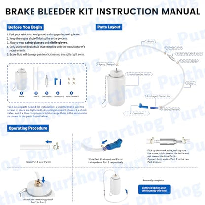 Brake Bleeder Kit,1L Brake Bleeder Bottle & 27.55 Inch Brakes Bleeders Hose One Way Check Valve,Connector,Professional Brakes Fluid Bleeders Kit for Braking Fluid Collection