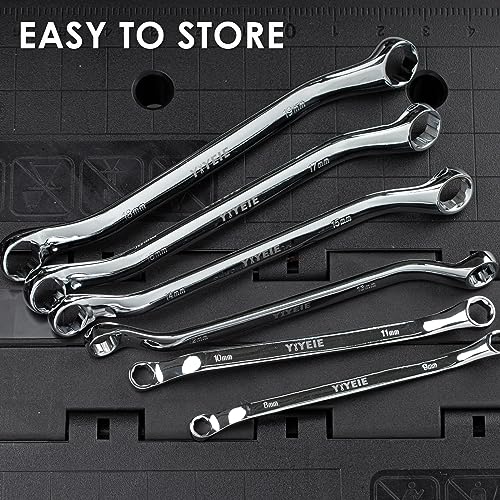 YIYEIE 6 Pc. Bolt Extractor Wrench Set, Metric 8-19mm, 6 Point Box End Wrench Set with 45° Offset, CR-V Steel, Stripped & Rounded Bolt Remover Wrench with EVA Foam - color: Offset | Extractor Wrench