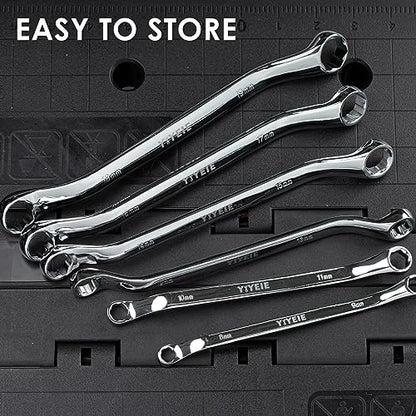 YIYEIE 6 Pc. Bolt Extractor Wrench Set, Metric 8-19mm, 6 Point Box End Wrench Set with 45° Offset, CR-V Steel, Stripped & Rounded Bolt Remover Wrench with EVA Foam - color: Offset | Extractor Wrench