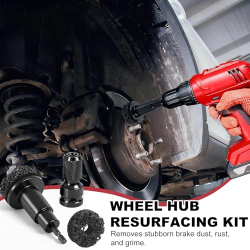 Wheel Hub Resurfacing Kit Wheel Stud and Hub Cleaner for Quick Rust Removal on Lug Studs and Brake Rotors,Includes 7 Cleaning Pads and,Fits 1/2” Wrenches or Electric Drills,Maintenance Tool for Cars
