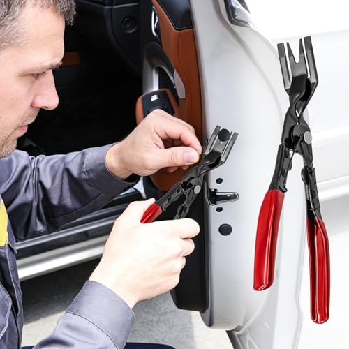 Car Trim Removal Tool,Panel Clip Removal Pliers,Universal Auto Door Car Upholstery Clip Removal Plier,Car Interior Clip Fastener Panel Pliers Prevents Damage to Trim Vehicle Dash Radio Audio Installer