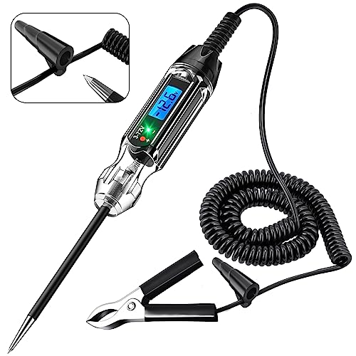 3-72V Backlit Digital LCD Circuit Tester, 140 Inch Wire & 2 LED Lights | ±0.2V Accuracy, Bidirectional Voltage Tester, Low Power, Anti-Lost Probe Protective Tip, LCD Digital Blue Backlight Display