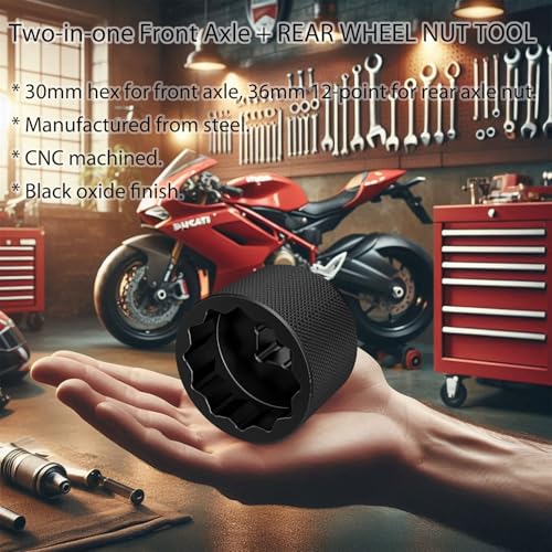 30mm / 36mm Axle Nut Socket Tool for Ducati Motorcycles - Front & Rear Wheel Nut Wrench Compatible with Multistrada V4, DesertX, Monster 821, Panigale 899/959-1/2" Drive Heavy Duty Steel