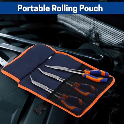3 PCS 11 Inch Long Needle Nose Pliers Set with Handle, Extra Long Reach Pliers Set with 45°, 90° Bent and Straight Nose Pliers for Narrow Spaces - size: 11 Inch - 3 PCS