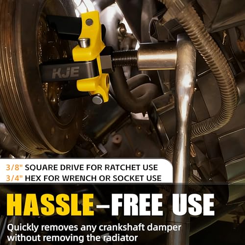KJE Harmonic Balancer Puller Kit – Adjustable 3-Jaw Puller Set for Removing Harmonic Dampers & Balancers -Includes 3/8” Square Drive Forcing Screw & 4 Rods - size: 1pcs