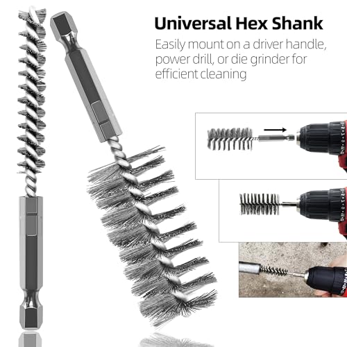 ASNOMY 12Pcs Wire Bore Brush for Drill,5/16"-1-3/16" Stainless Steel Wire Brush Bore Cleaning Brush Set for Power Drill Cleaning,Abrasive Drill Wire Brush with 1/4" Hex Shank - style: 5/16"-1-3/16"