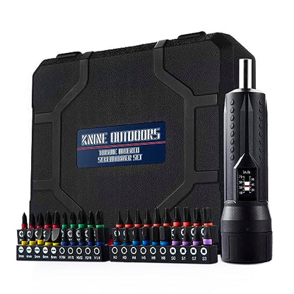 KNINE OUTDOORS Torque Screwdriver Wrench Driver Set 10-70 Inch Pounds lbs for Maintenance with T-bar Handle, 40 Hex Bits, 1/4" Socket, Shaft Extension, For Tools, Bike Repairing and Mounting, Black
