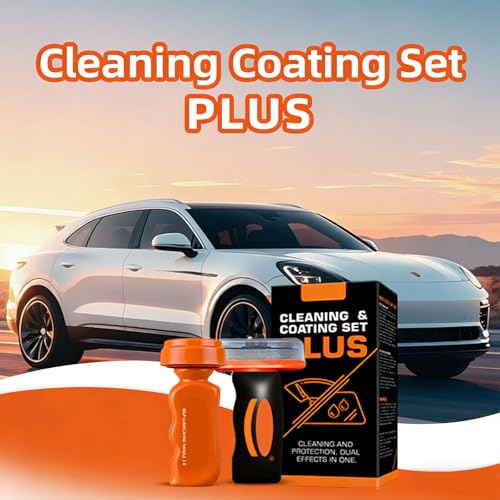 Bottone Car Glass Cleaning Coating Set, Dual Effect with Microfiber Towel, Road Grime, & Water Spots, Anti-Glare & Water-Repellent Coating for Safer Night Driving