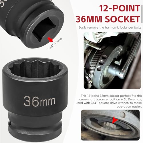 Sunluway 22100 Flywheel Locking Tool with 36mm 3/4" Drive Harmonic Balancer Socket for 6.6L Duramax Engine